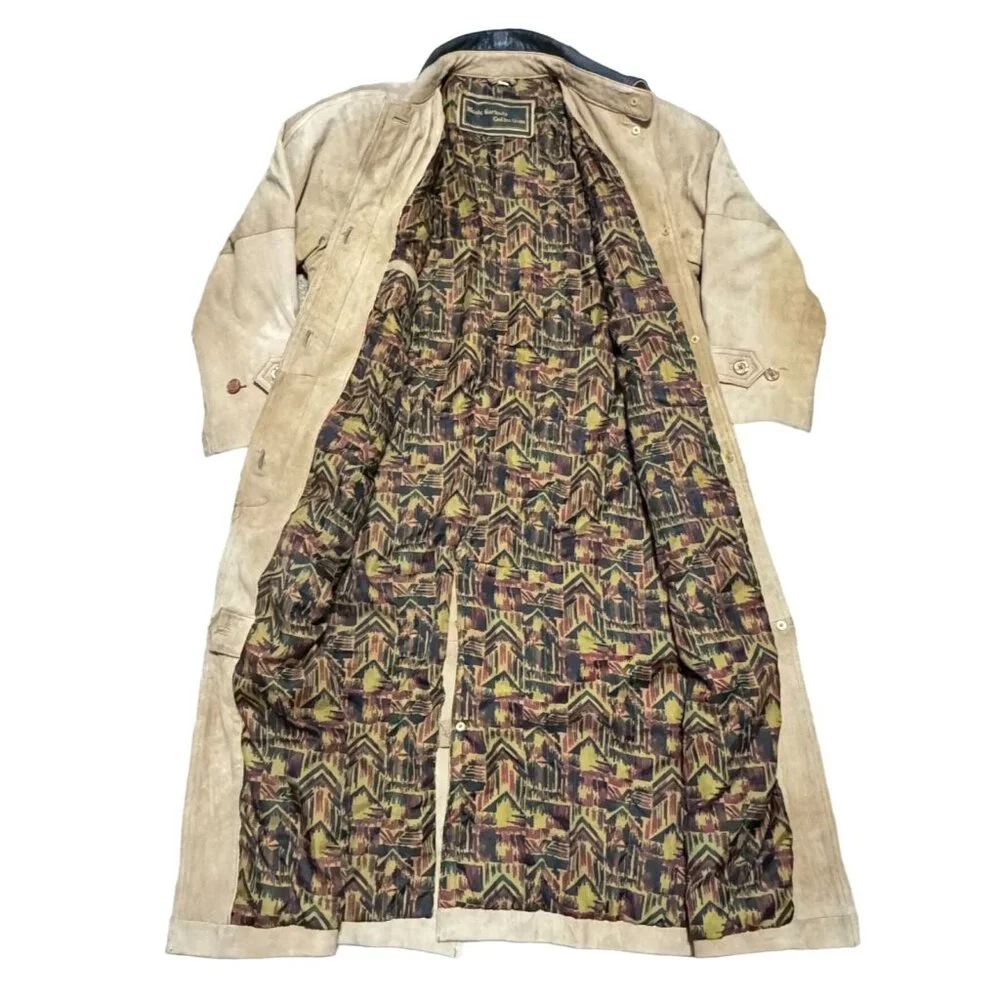 Vtg Nicole Sarhady Leather Duster Jacket Sz M Tan Western Southwestern Womens - Picture 3 of 8